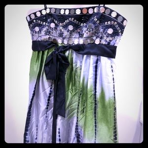 BCBG empire waisted silk azure dress size 0